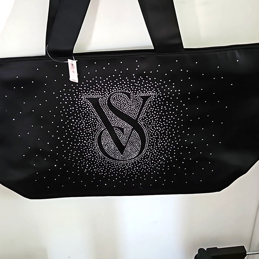 Victoria Secret NWT XL Satin Rhinestone VS Tote